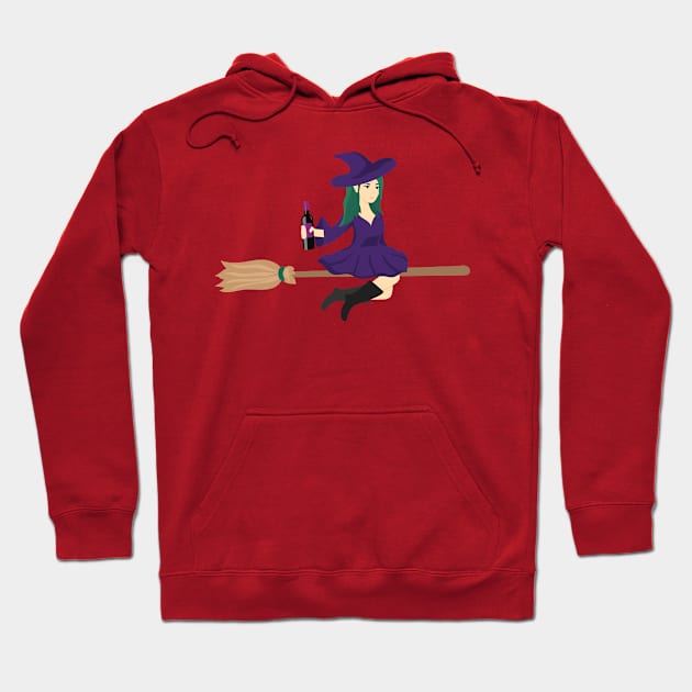 Halloween Witch flying on broom Hoodie by holidaystore